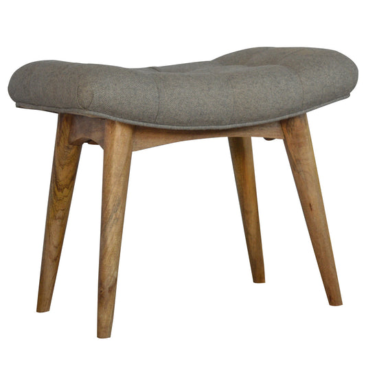 Curved Grey Tweed Bench | Oak-Ish