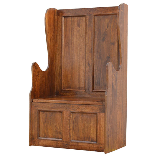 Lid up County Style Monks Bench | Hand-Carved
