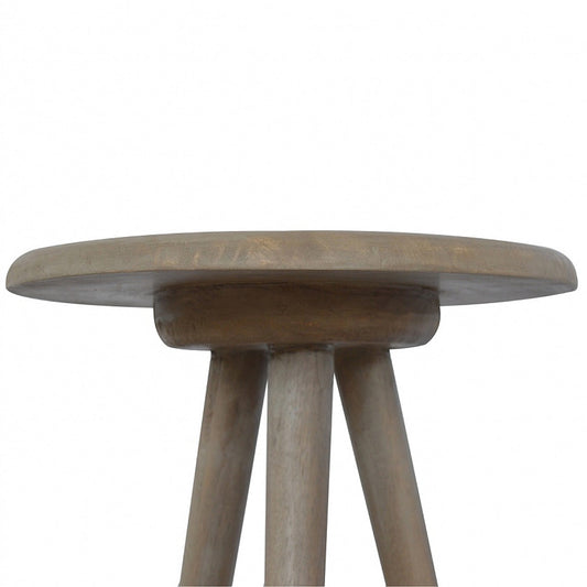 Lulu Round Tripod End Table Accent Piece | Grey Mango Wood