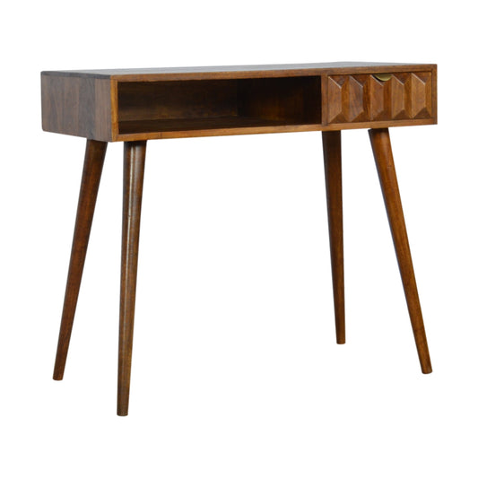 Chestnut Prism Writing Desk | Hand-Carved
