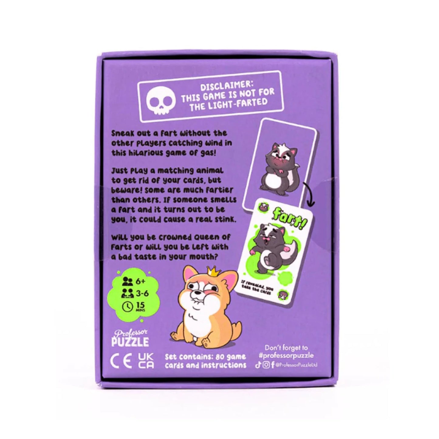 Queen of Farts Game by Professor PUZZLE | Hilarious Animal Card Game for 3-6 Players
