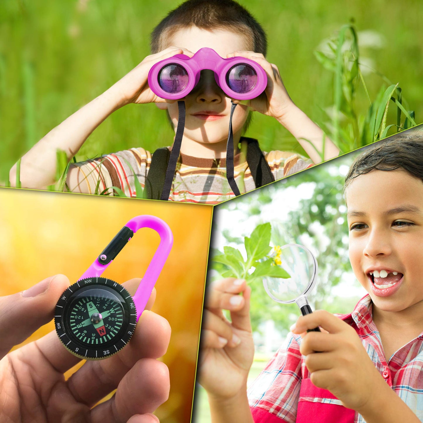 Promora Kids Binoculars 8x21 – Adventure Set with Compass & Magnifier (Ages 3-12)