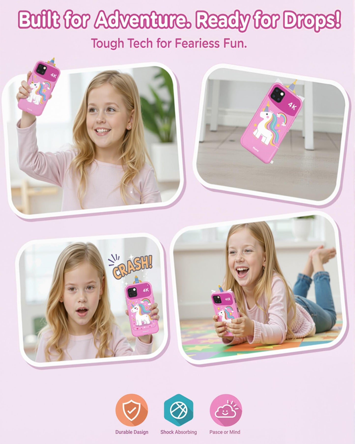 Psalms & Pals Kids Phone - 4.0-inch Touchscreen Toy for Ages 3-12 | 32GB, Dual Cameras, 28 Games