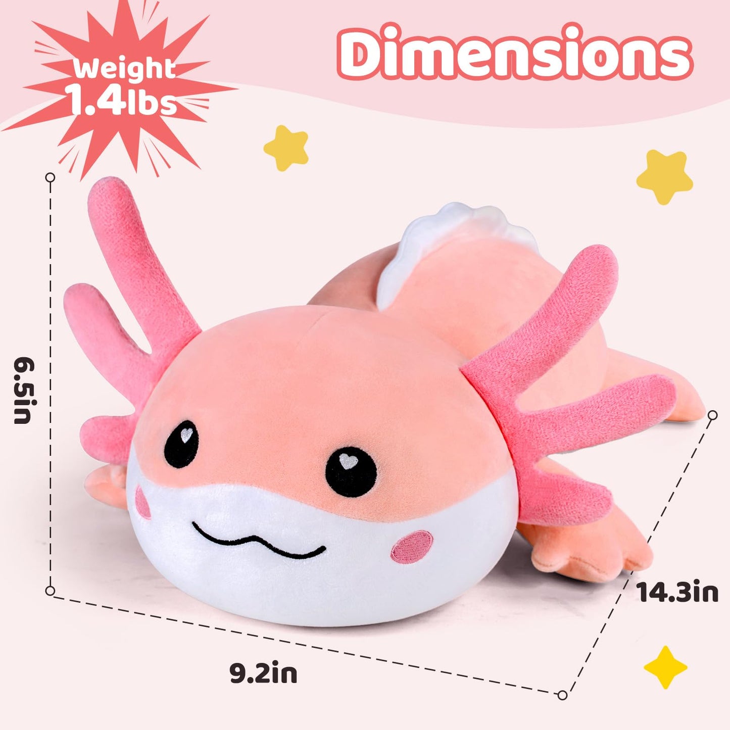 Puffpals Weighted Plush Axolotl - Relaxing Sensory Plush for Kids & Adults, 14.3in, 1.4lb