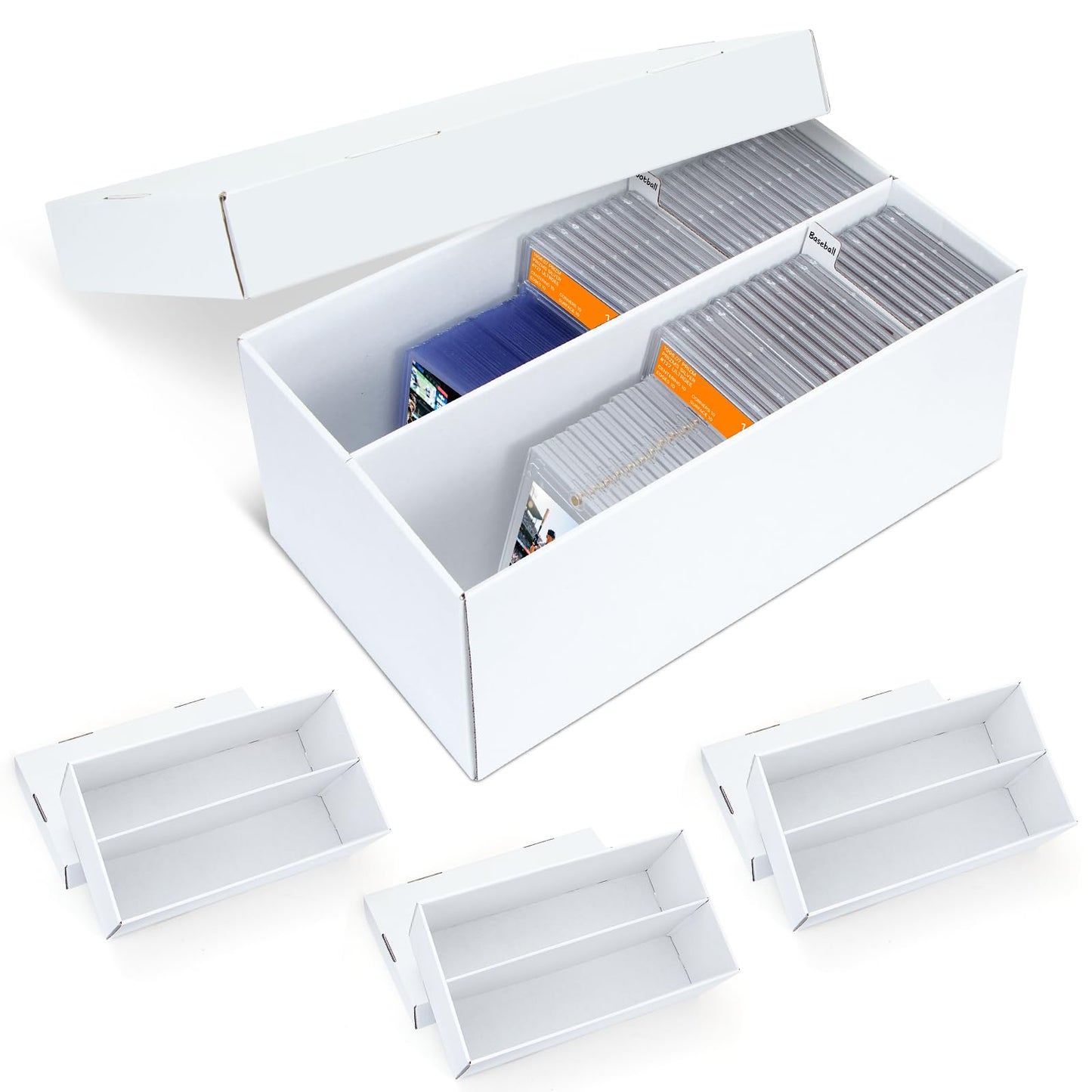 Pulchra 4-Pack Trading Graded Card Storage Box – Holds 88 PSA Slab Cards, 2 Rows, Dividers
