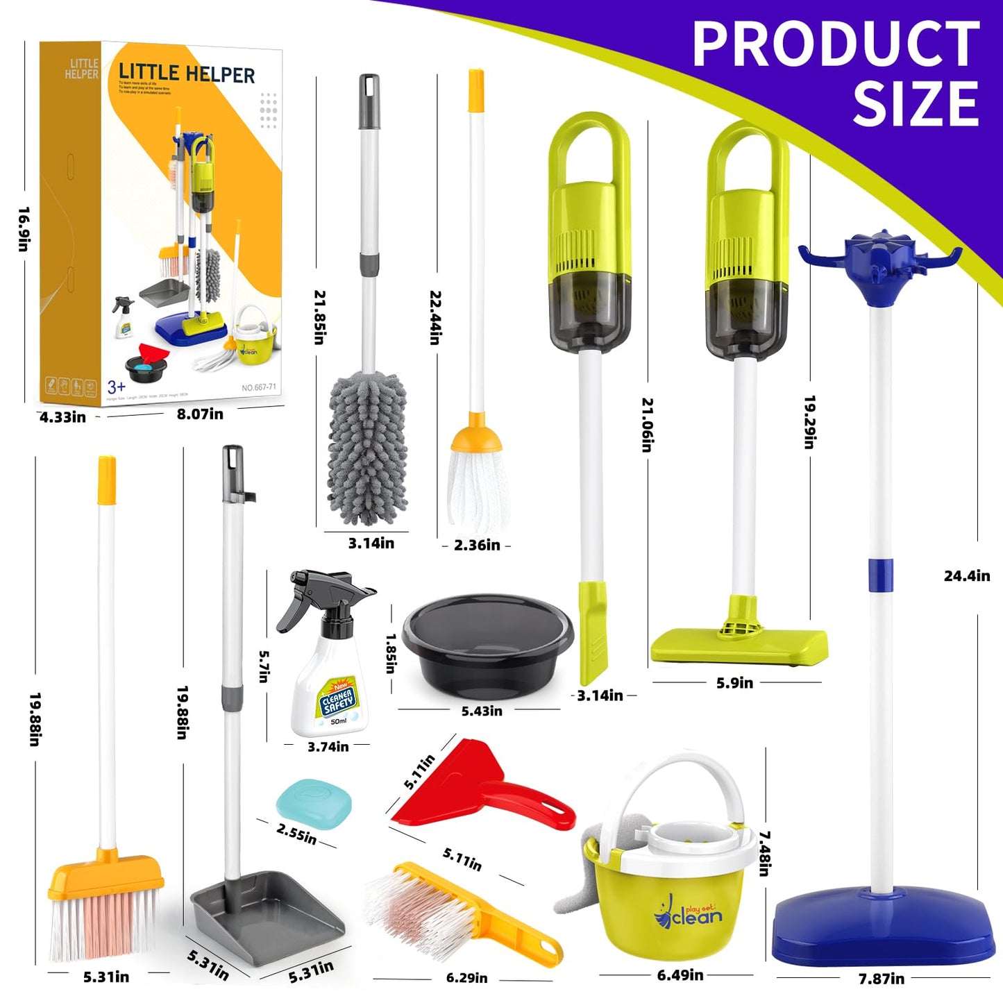 Pupu Pig Toddler Cleaning Set – Realistic Pretend Play Vacuum & Cleaning Tools for Kids
