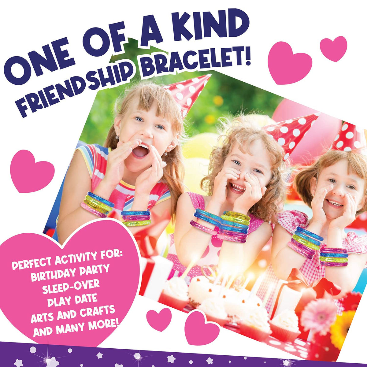 PURPLE LADYBUG Make Your Own Glitter Bracelet Kit – Mess-Free Craft for Girls Ages 6-8