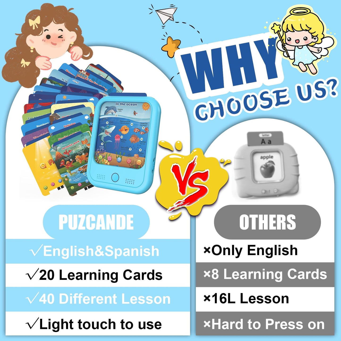Puzcande Kids Educational Tablet Toy – Bilingual Learning for Ages 2-6