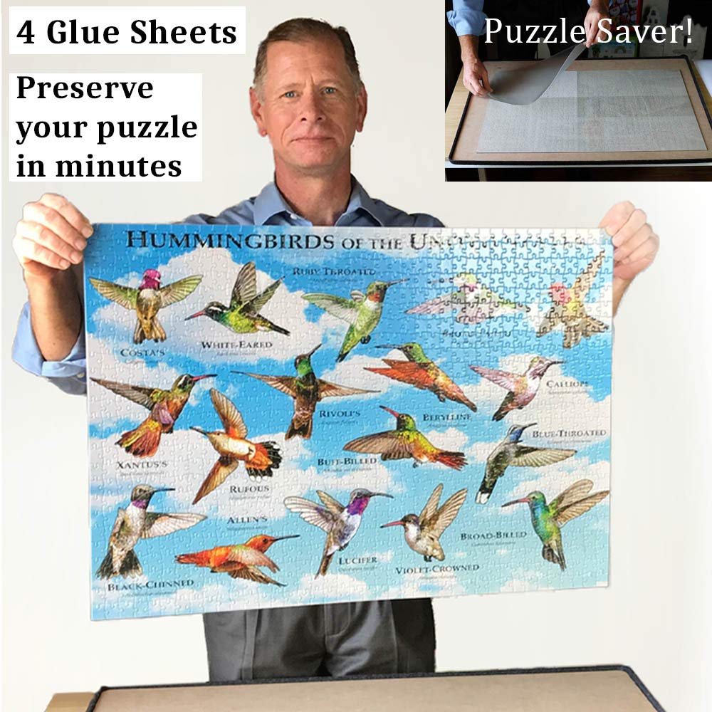 Puzzle EZ Clear Glue Sheets - Extra Large Puzzle Saver for 1000-Piece Puzzles (Peel & Stick 24x30)