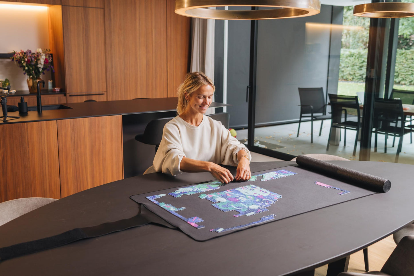 Puzzlup Luxury Puzzle Mat – 26x47 in, 1500-Piece Capacity, Leather Carrying Case, Non-Slip, Roll-Up