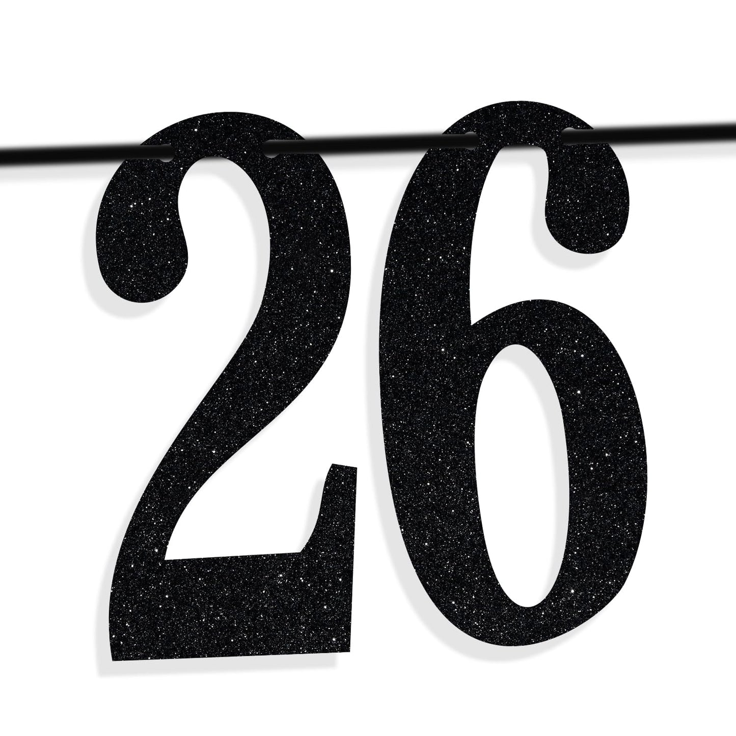 PYBHILK Black Glitter Look at You Turning 26 & Sh*t Banner – 26th Birthday Party Decoration