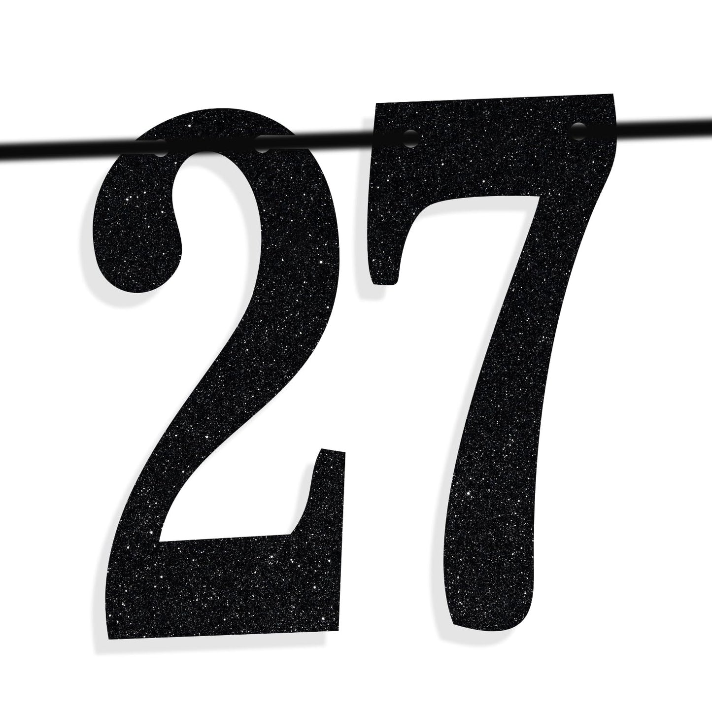 PYBHILK Black Glitter Look at You Turning 27 Banner – 27th Birthday Decor, Level 27 Unlocked