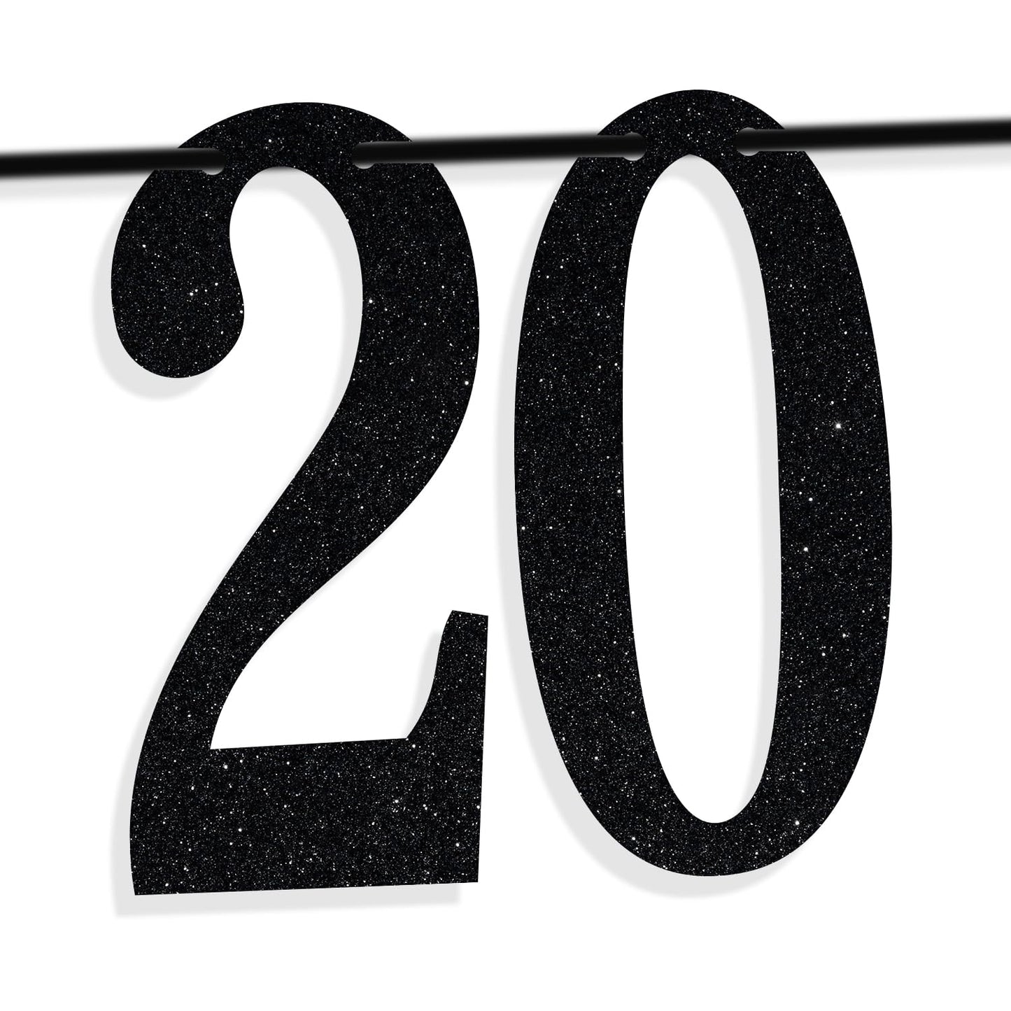 PYBHILK Black Glitter Look at You Turning 20 Banner — 20th Birthday Decor