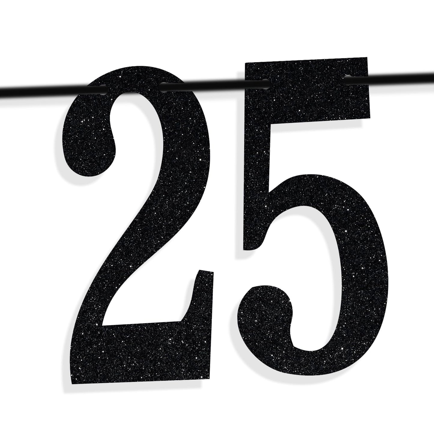 PYBHILK Black Glitter Look at You Turning 25 Banner — Happy 25th Birthday Party Decor | Level 25 Unlocked