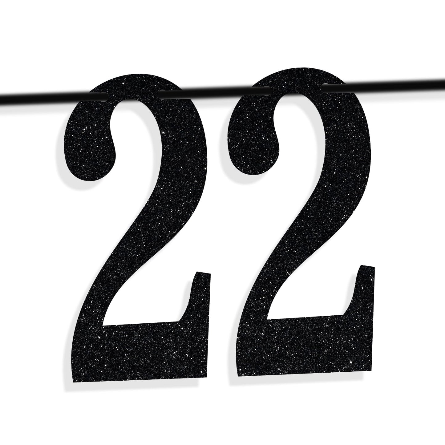 PYBHILK Black Glitter Look at You Turning 22 Banner – 22nd Birthday Decor