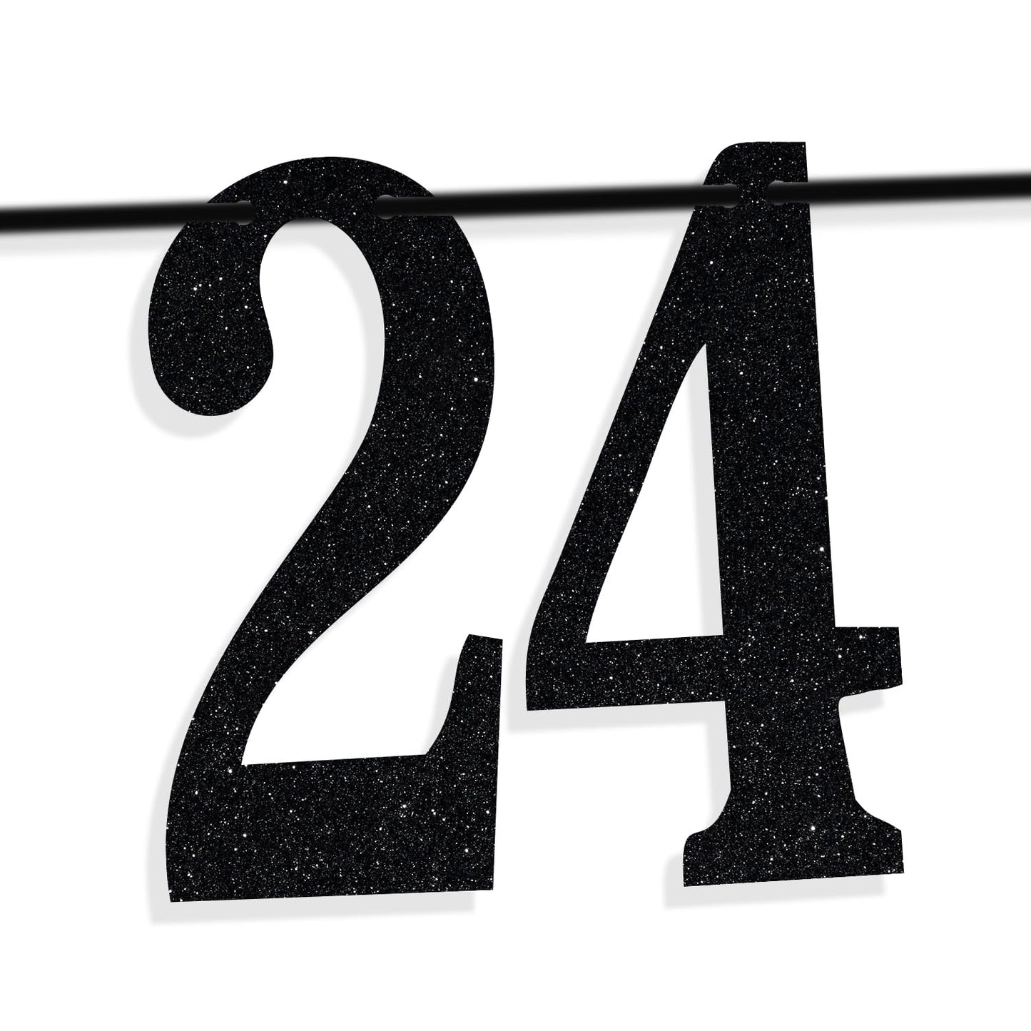 PYBHILK Black Glitter Look at You Turning 24 Banner — 24th Birthday Party Decor