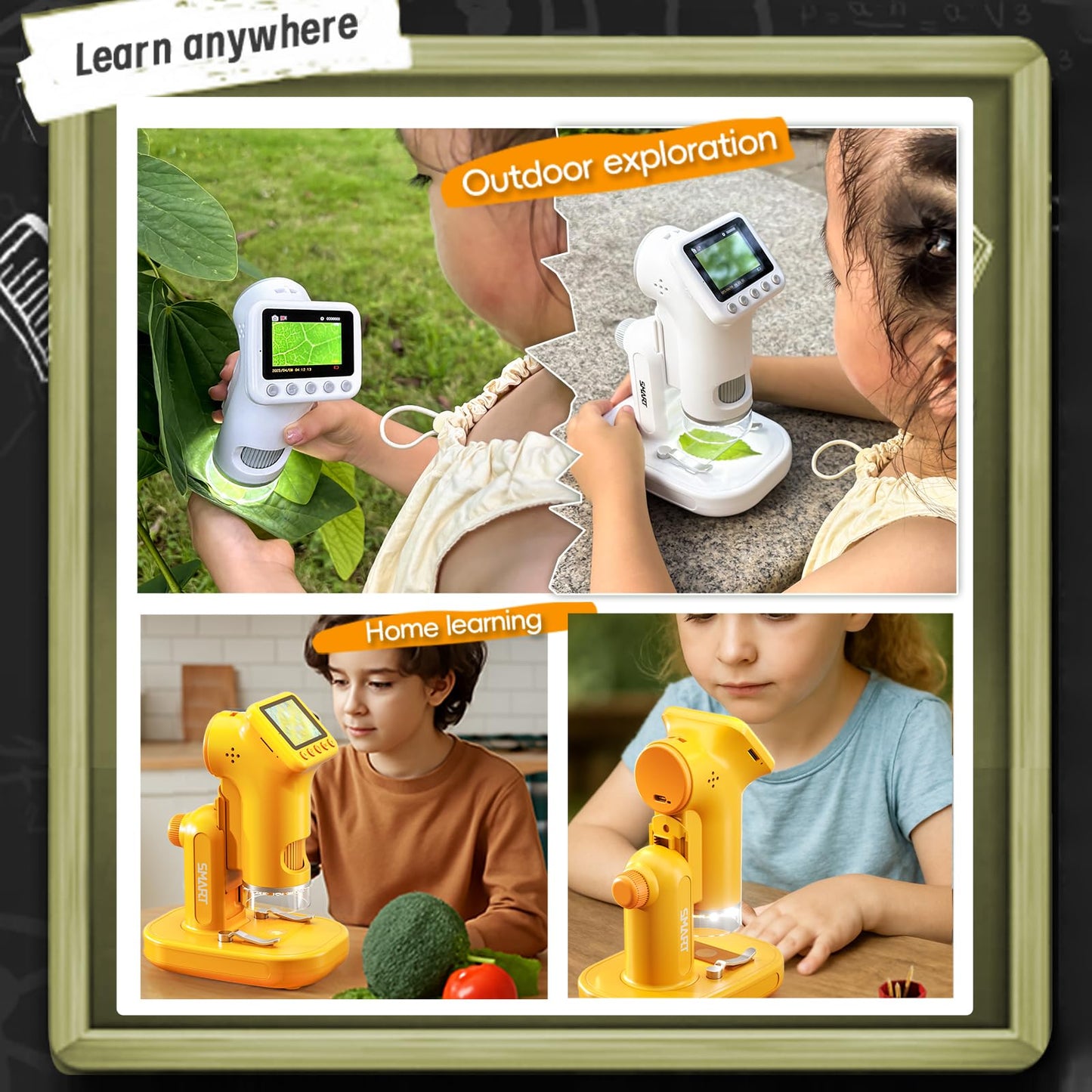 PYRODUM 1600x Kids Microscope with 2-Inch IPS Screen | Portable Digital Pocket Microscope for Ages 6-12