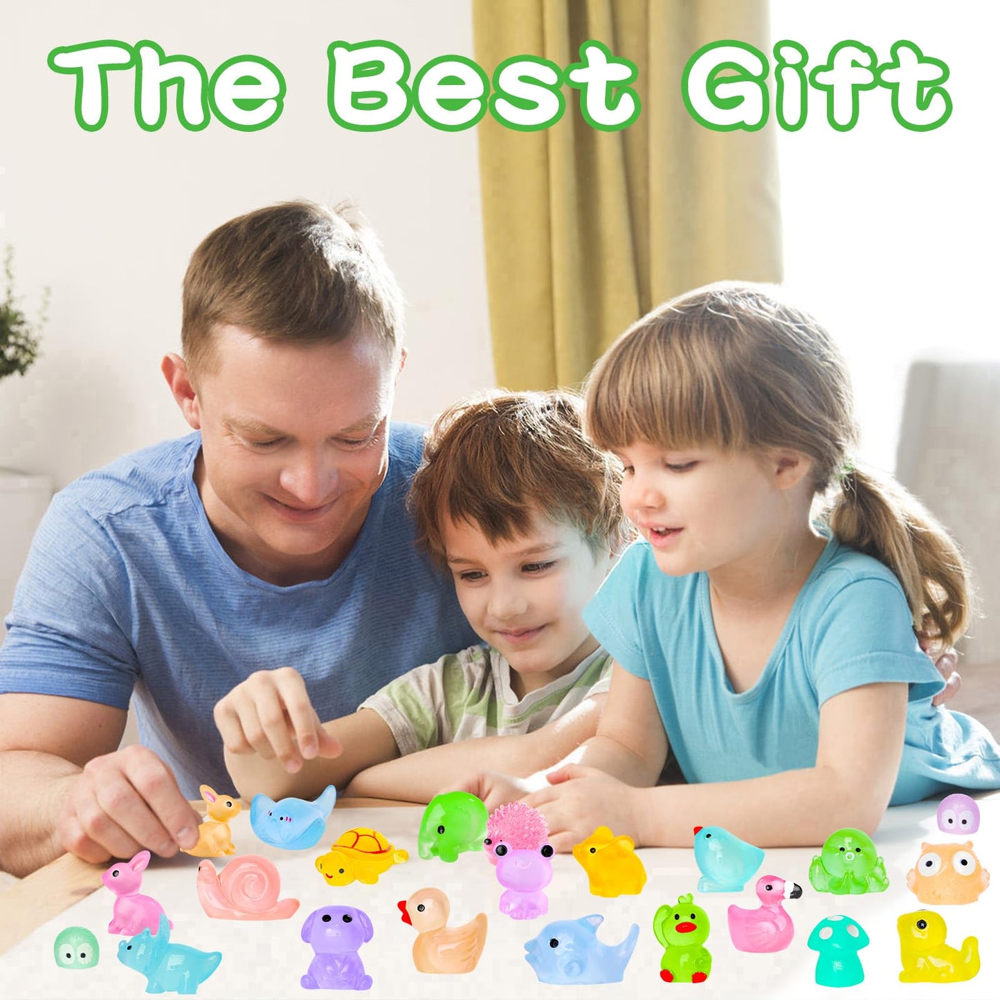 QAUYETM 120pcs Luminous Mini Resin Animals – Glow in the Dark DIY Decor (20 Styles)