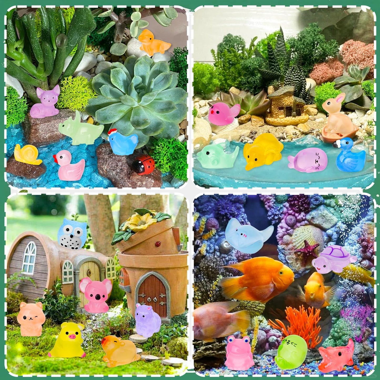 QAUYETM 200pcs Luminous Mini Resin Animals – 30 Glow in the Dark Figurines