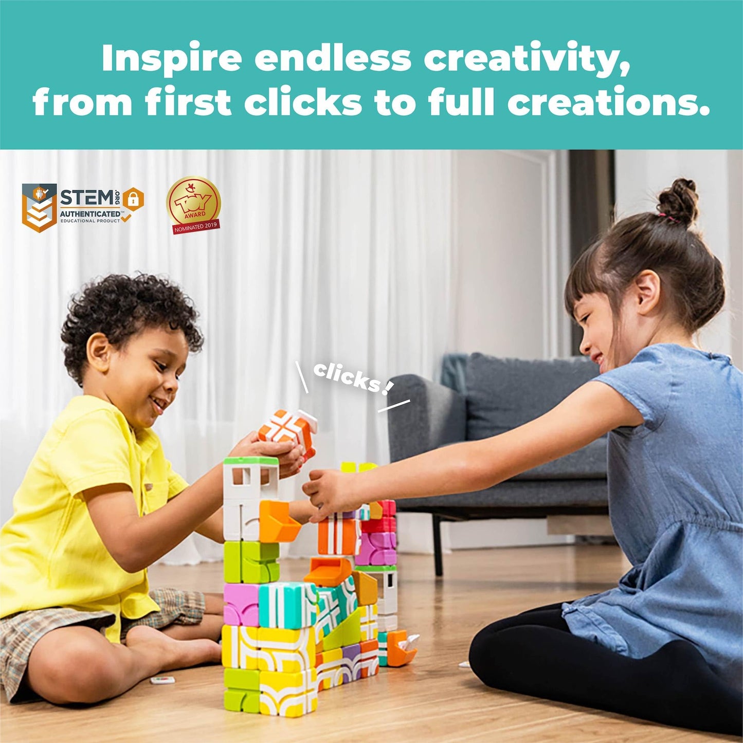 QBI Magnetic Blocks Play Starter Set – STEM Construction Toys & Race Car Track for Kids 3-5+ | 36 Pcs