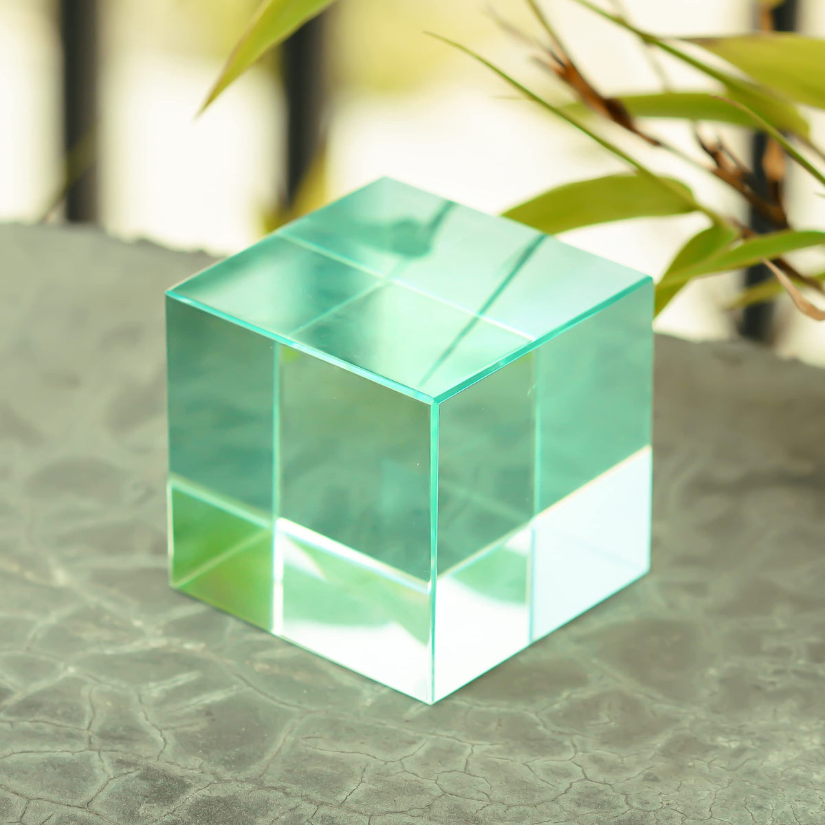 QFkris K9 Crystal Prism Cube – Cyan 1.5in Desk Decor & Gift
