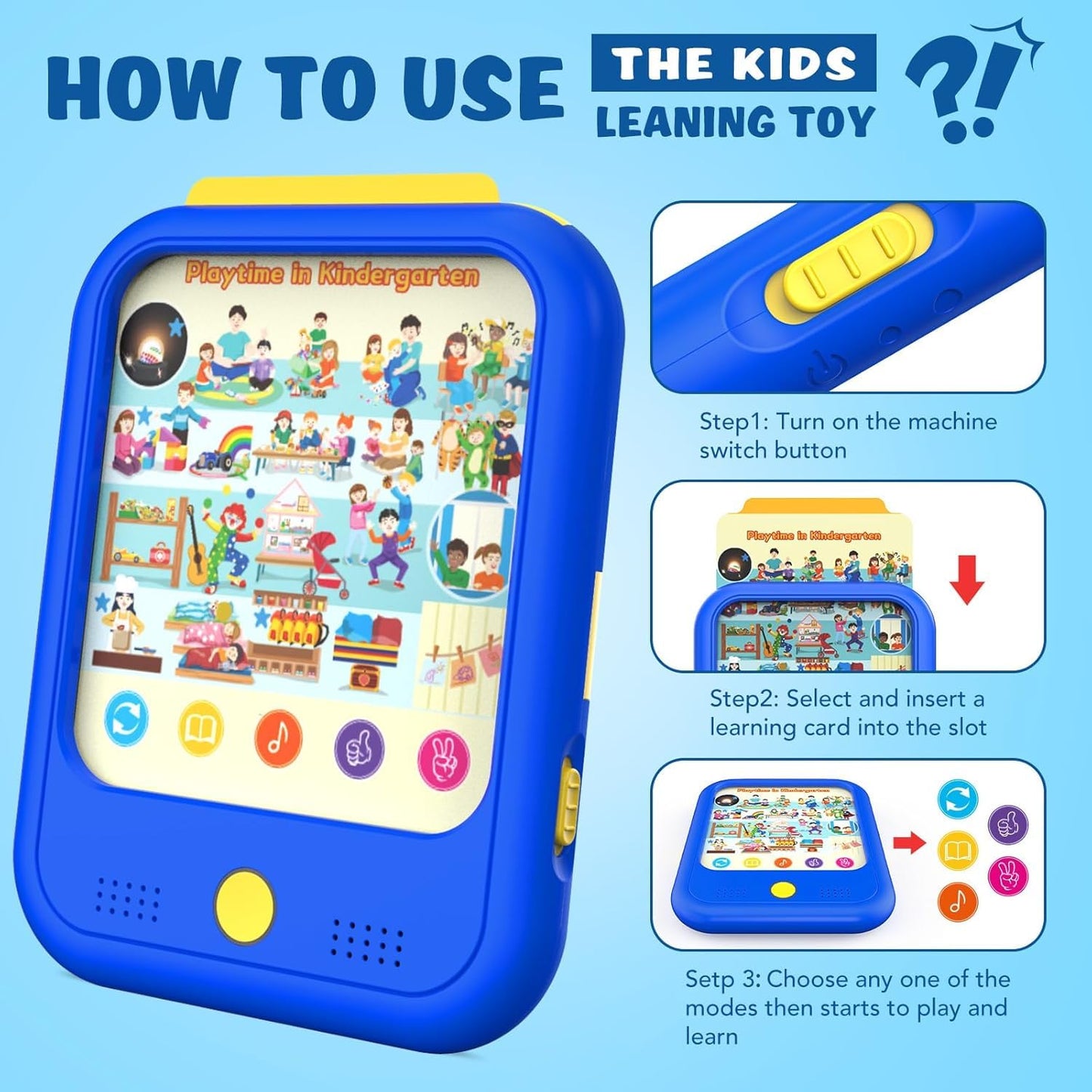 Qiaojoy Kids Learning Tablet – Bilingual Educational Pad for Toddlers 2-5 with Talking Cards