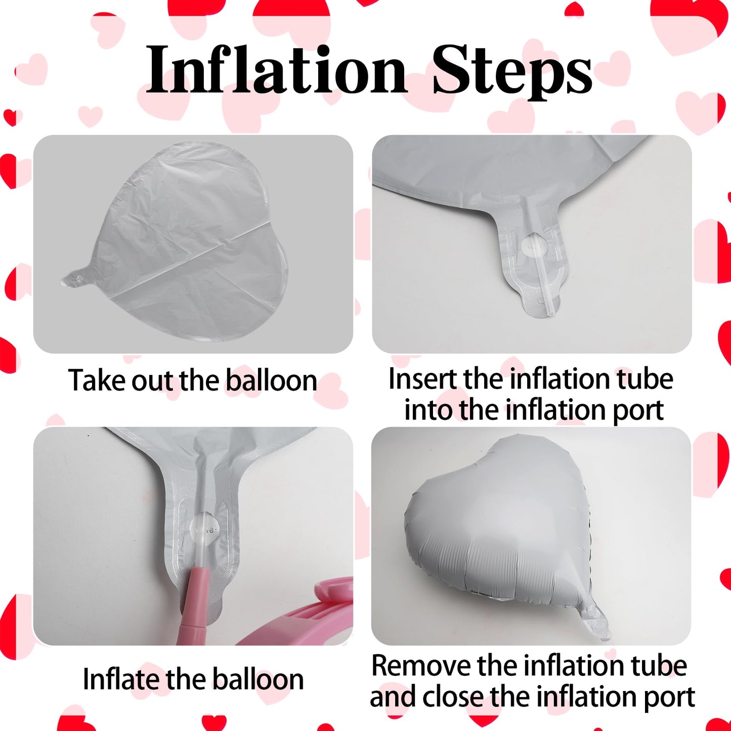 QIHOMPIB 15 PCS White Heart Balloons – 18 in Foil Valentines Decorations