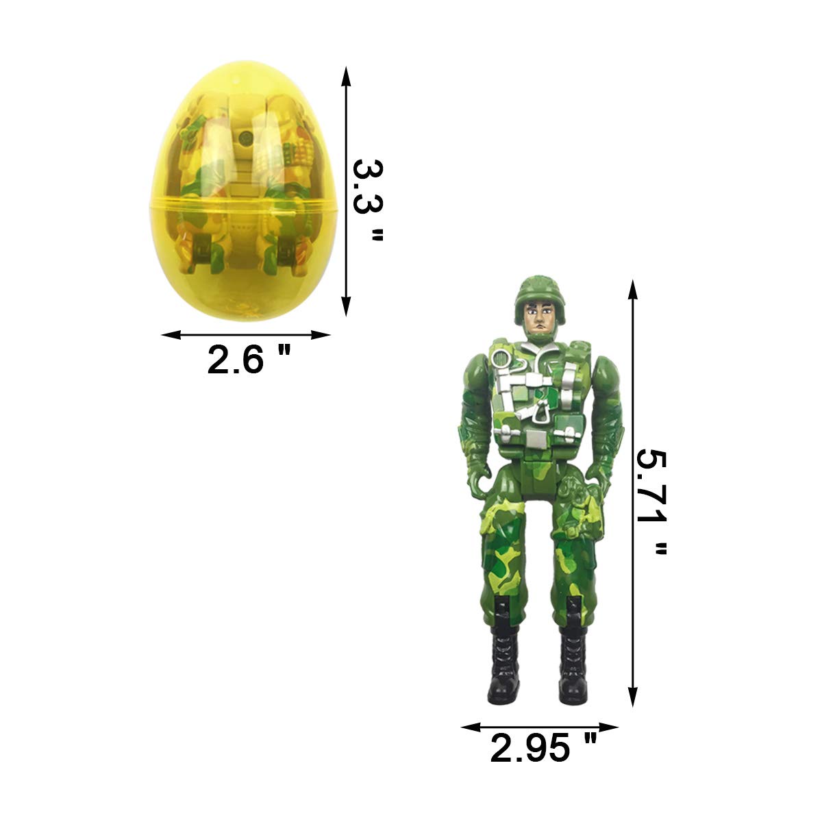 QINGQIU 4 Pack Jumbo Soldier Deformation Easter Eggs – Prefilled Soldier Toys Inside