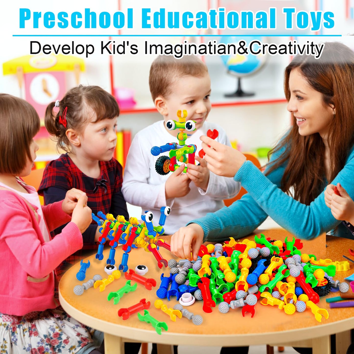 Qirptey Kids STEM Building Toys - 125 Pieces for 3-8+ Year Olds