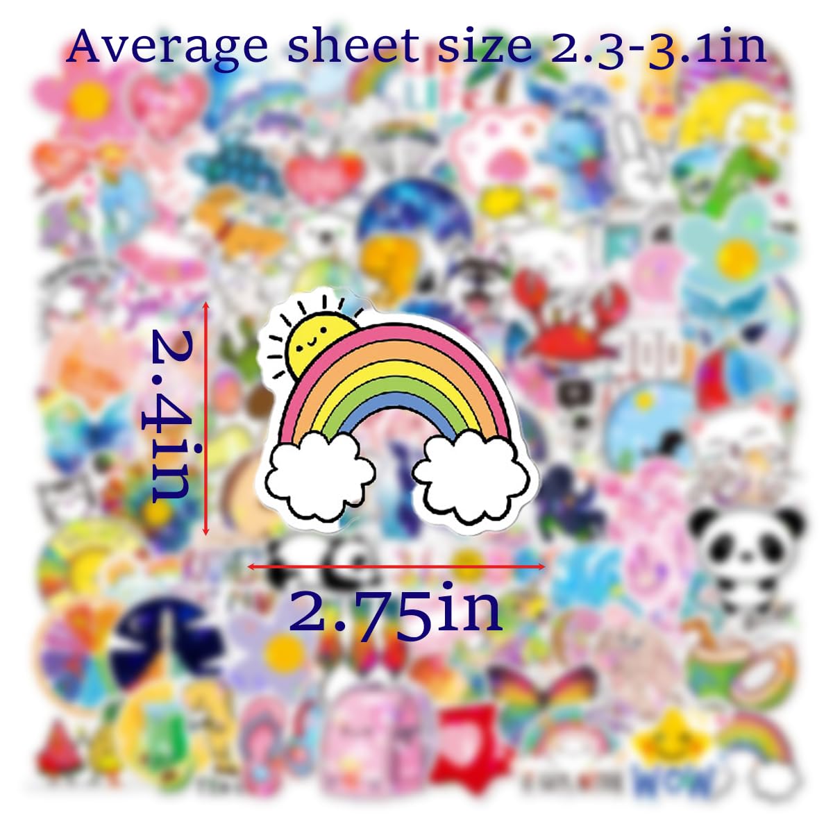 QIUYUEMIN 100 Cute Animal Holographic Stickers — Waterproof Vinyl Decals for Water Bottles, Laptops & Luggage