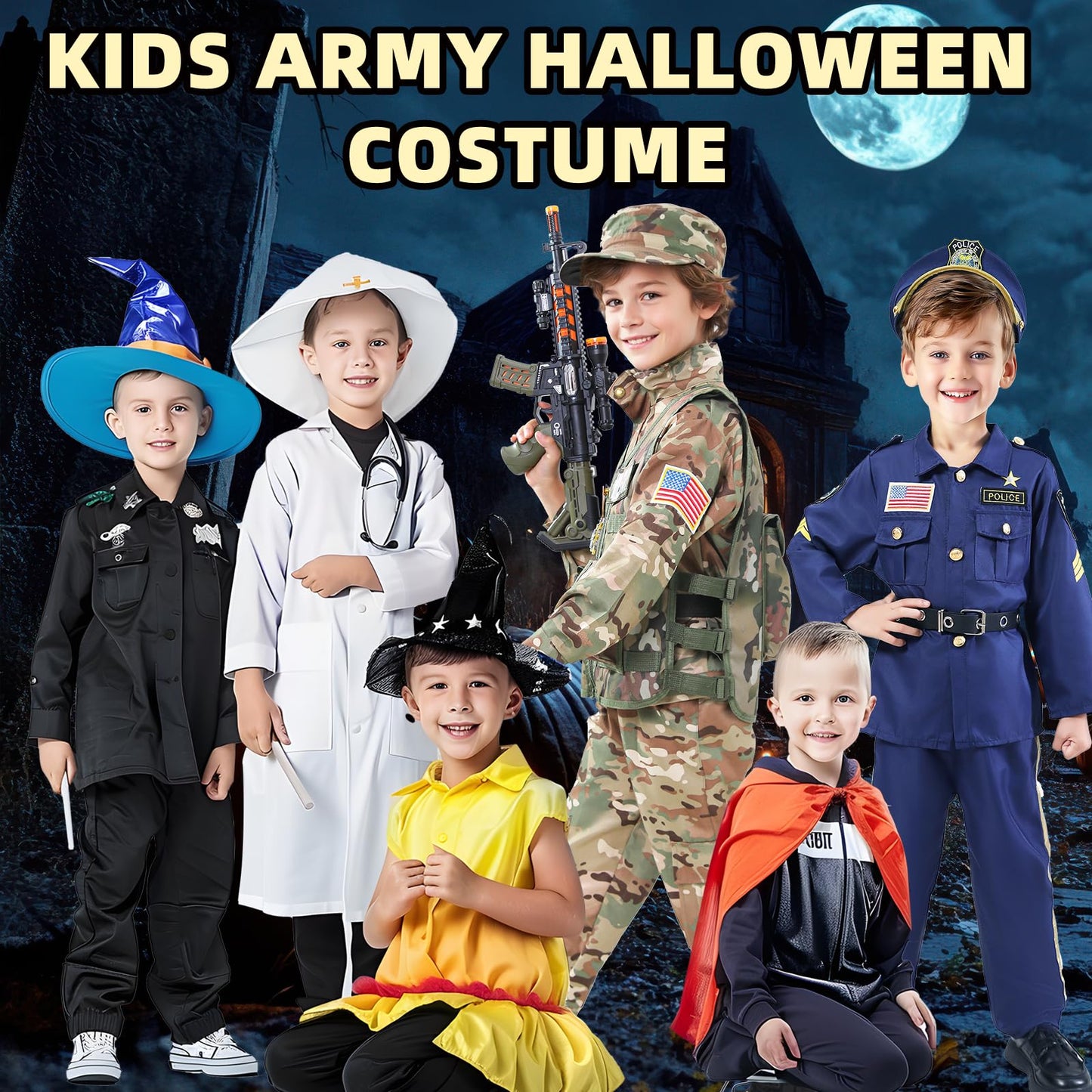 Qivbicy 18PCS Army Costume for Boys — Realistic Dress-Up Set with Gear