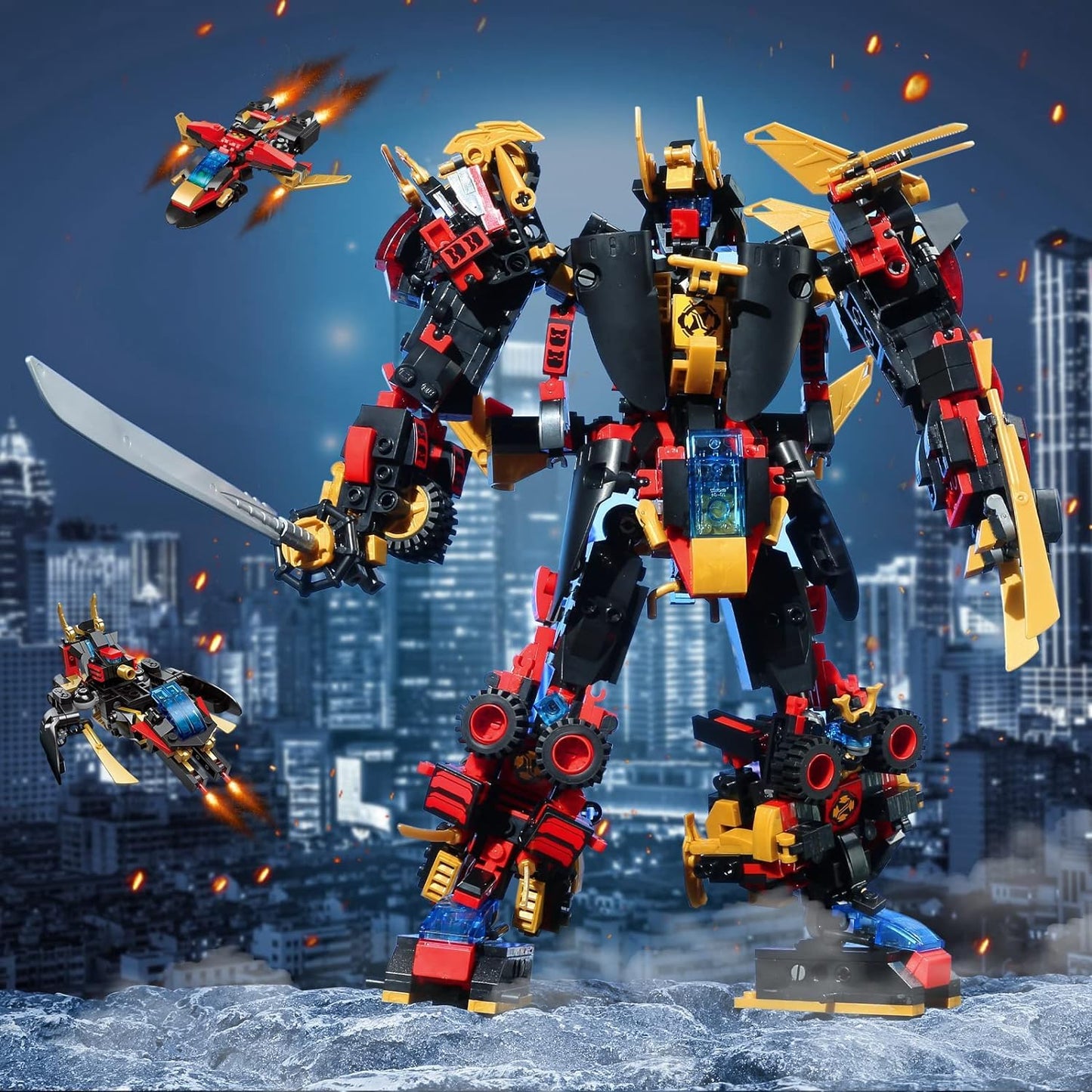 QLT QIAOLETONG 12-in-1 Transforming Mecha Robot Building Set – 542 Pieces, Lego-Compatible