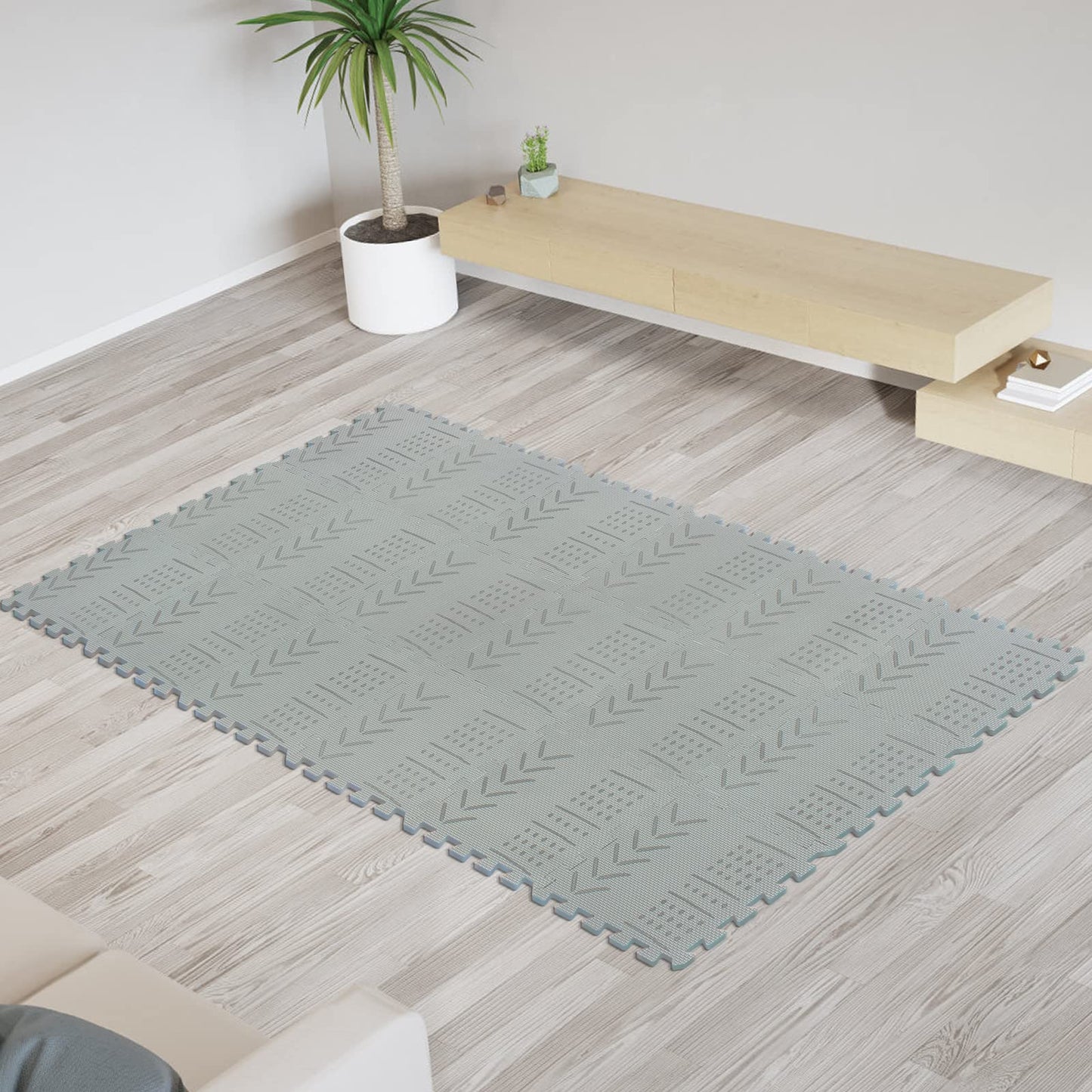qqpp EVA 18 Tiles Baby Play Mat – Interlocking Foam Tiles (Gray)