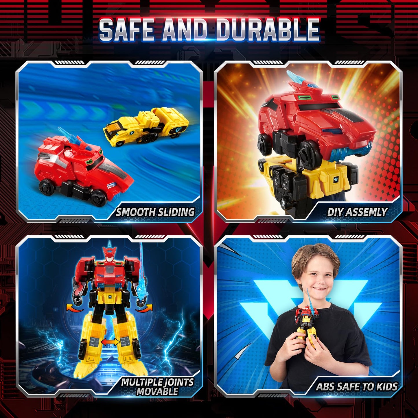 QUANTUM HEROES DINOSTER Raptor Tron: 2-in-1 Transforming Robot Toy, 7.48 in