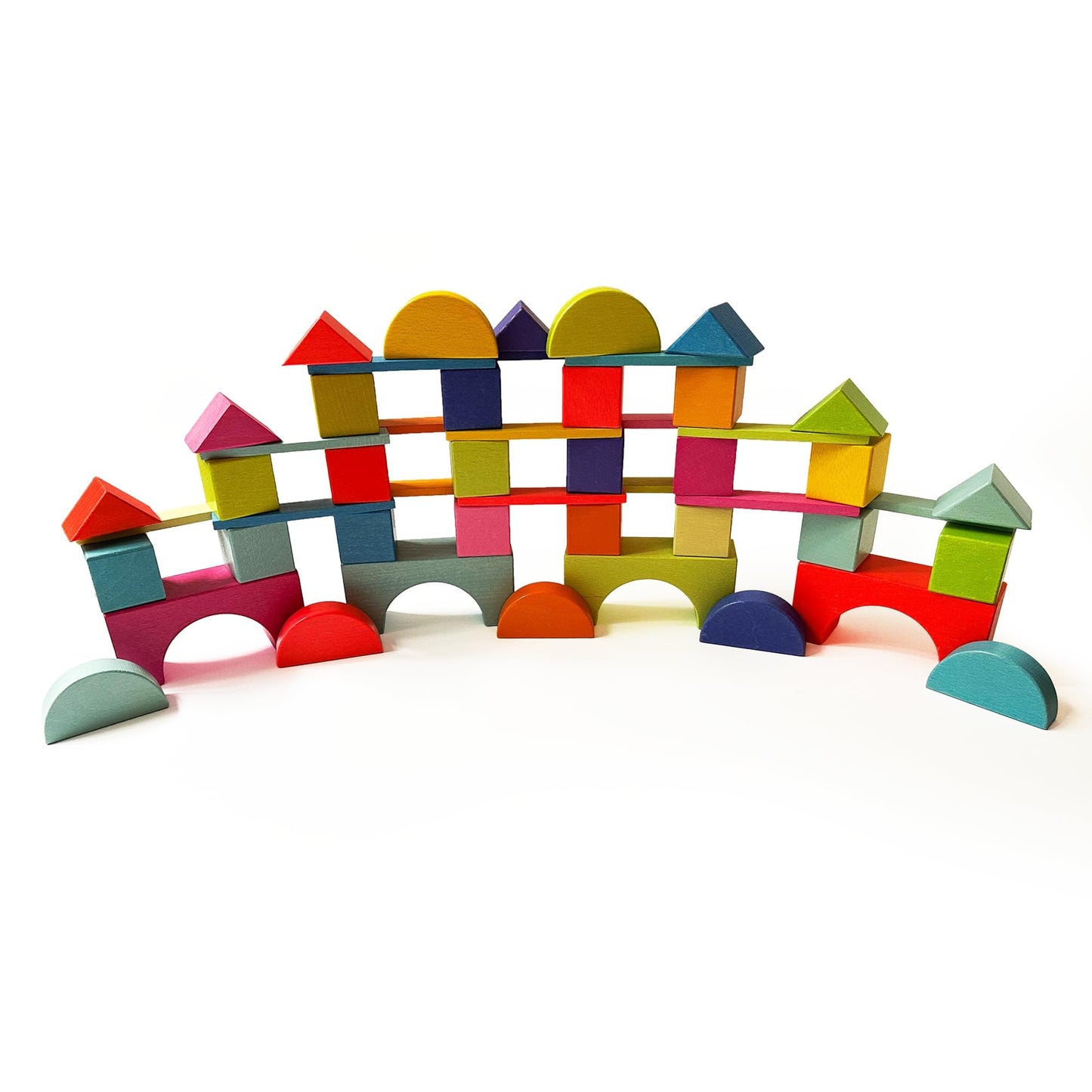 Quiggly Montessori Rainbow Blocks – 68-Piece Wooden STEM Toy with Storage Box