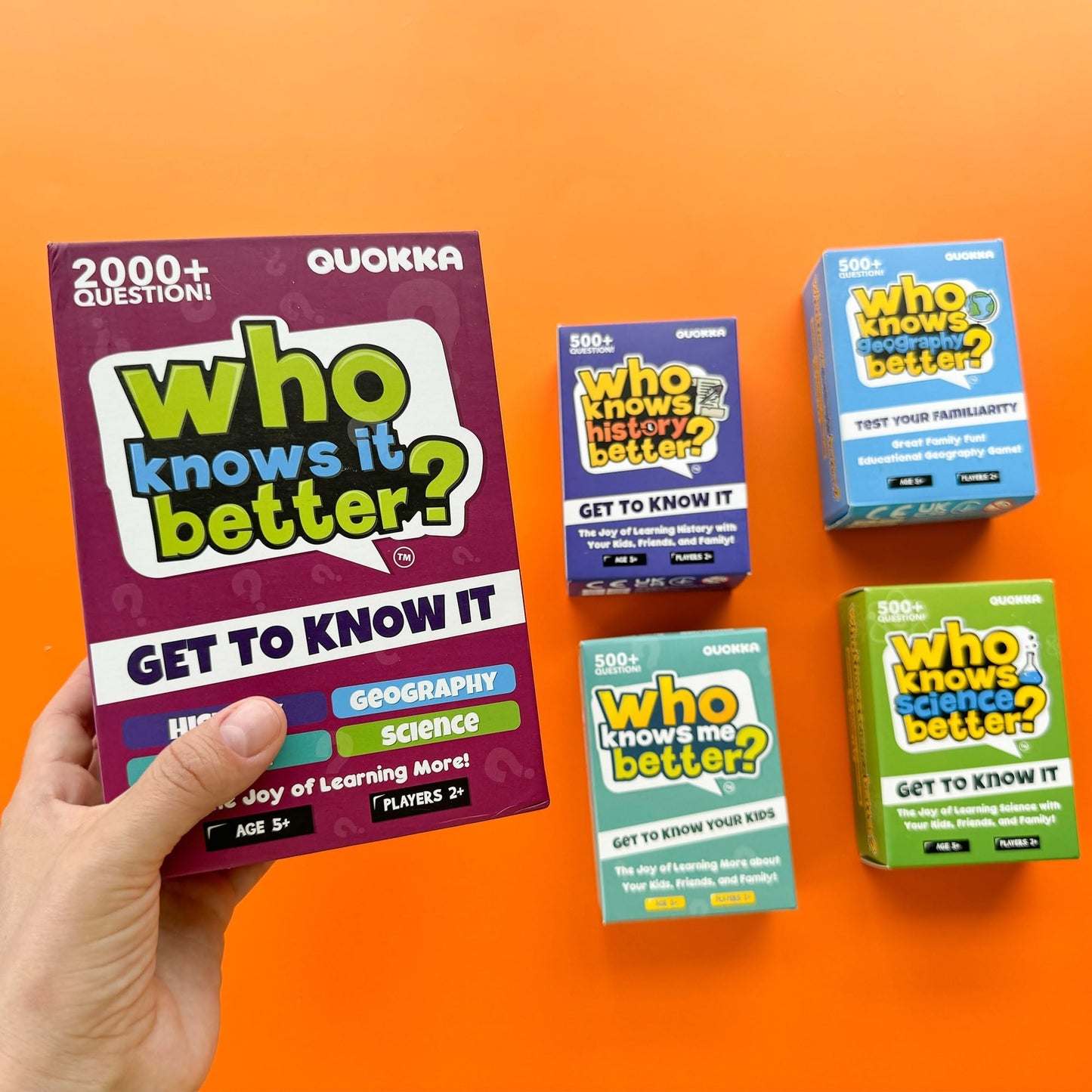 QUOKKA 4-in-1 Family Card Trivia Game | Who Knows Better? | Educational Fun for All Ages