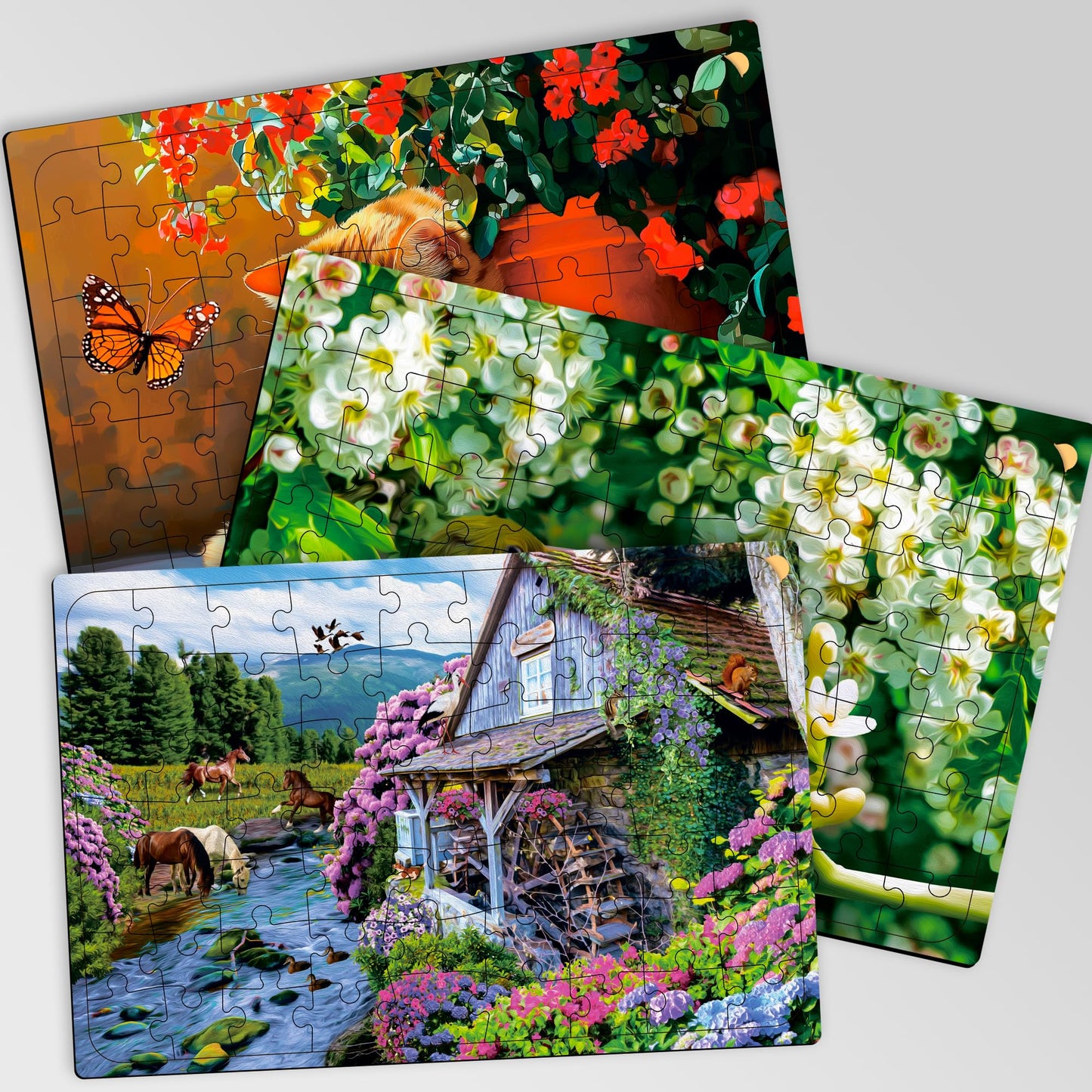 QUOKKA 63-Piece Dementia Puzzles for Adults – 3-Set Large-Piece Jigsaws for Seniors (Cats & Birds)