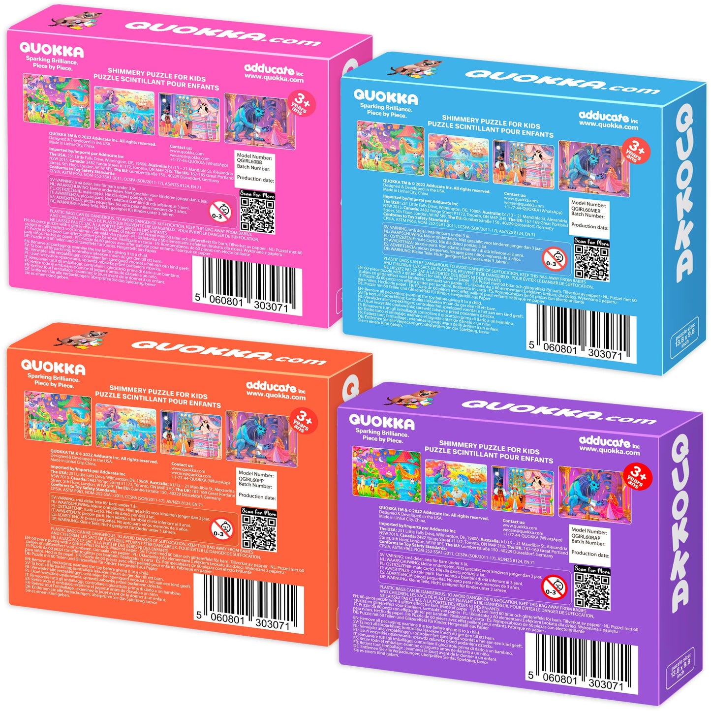 QUOKKA Puzzles for Kids Aged 4-6 — 4-Pack 60-Piece Fairy Tale Puzzles (FSC Certified)