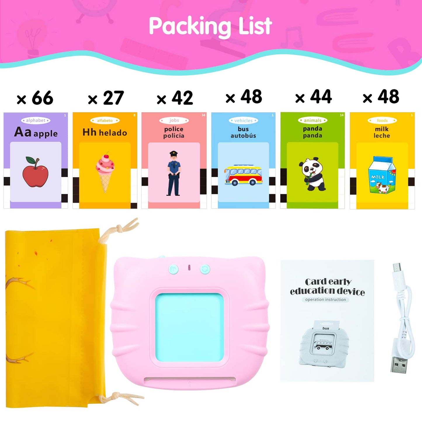 QuTZ ABC Learning Flash Cards for Toddlers – Bilingual Spanish/English