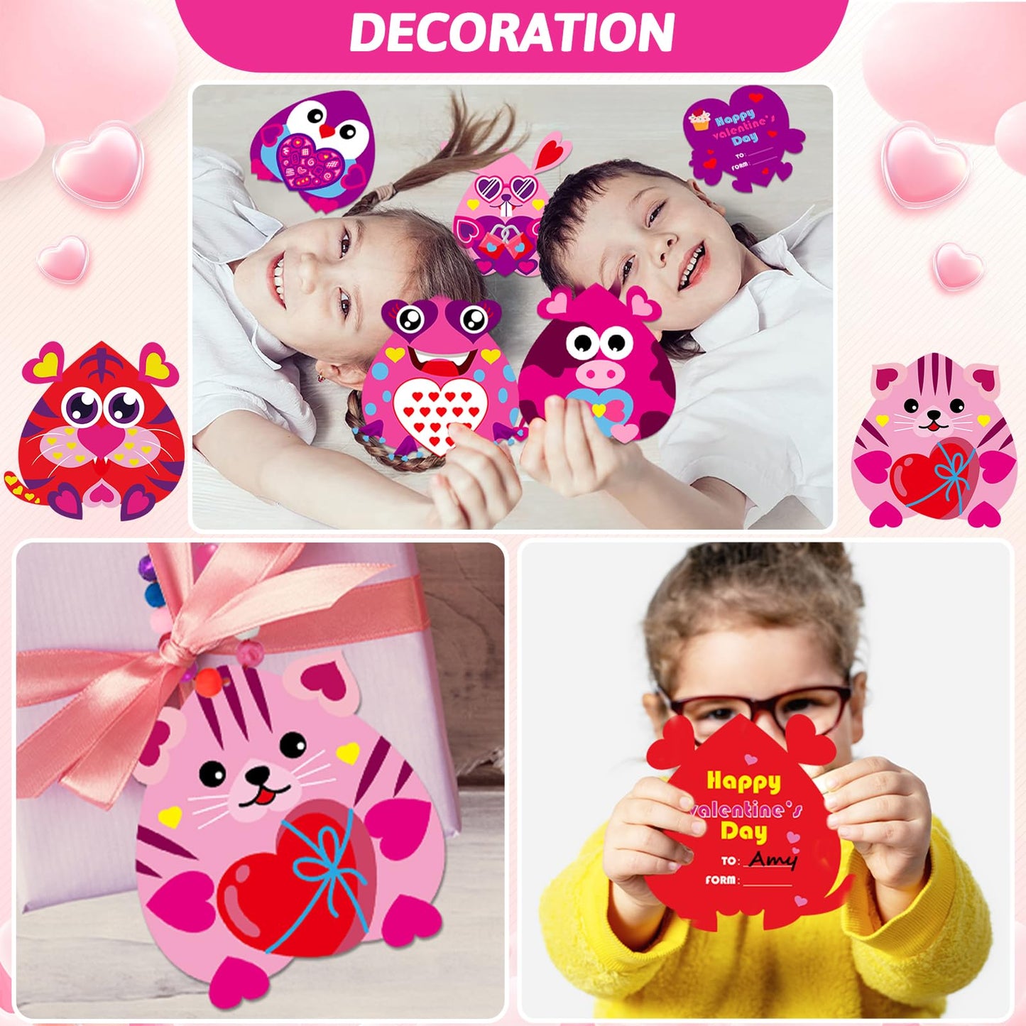 Qyeahkj 36 Sets Valentines Heart Crafts Kit for Kids — DIY Necklaces, Ornaments & Classroom Activities