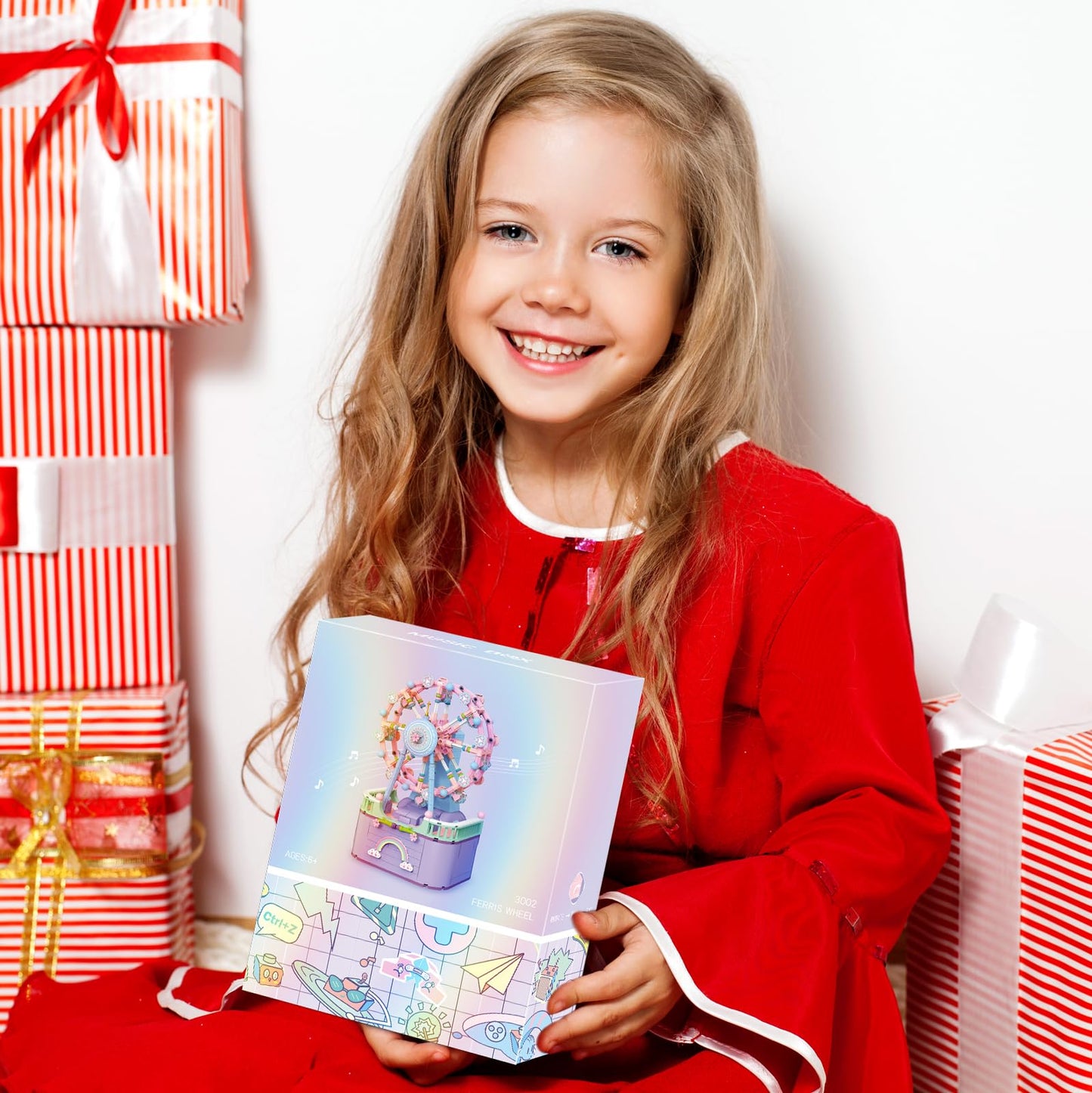 R HOME STORE Music Box Ferris Wheel Building Toys – 710-Piece DIY Block Set for Kids 6–12 and Adults