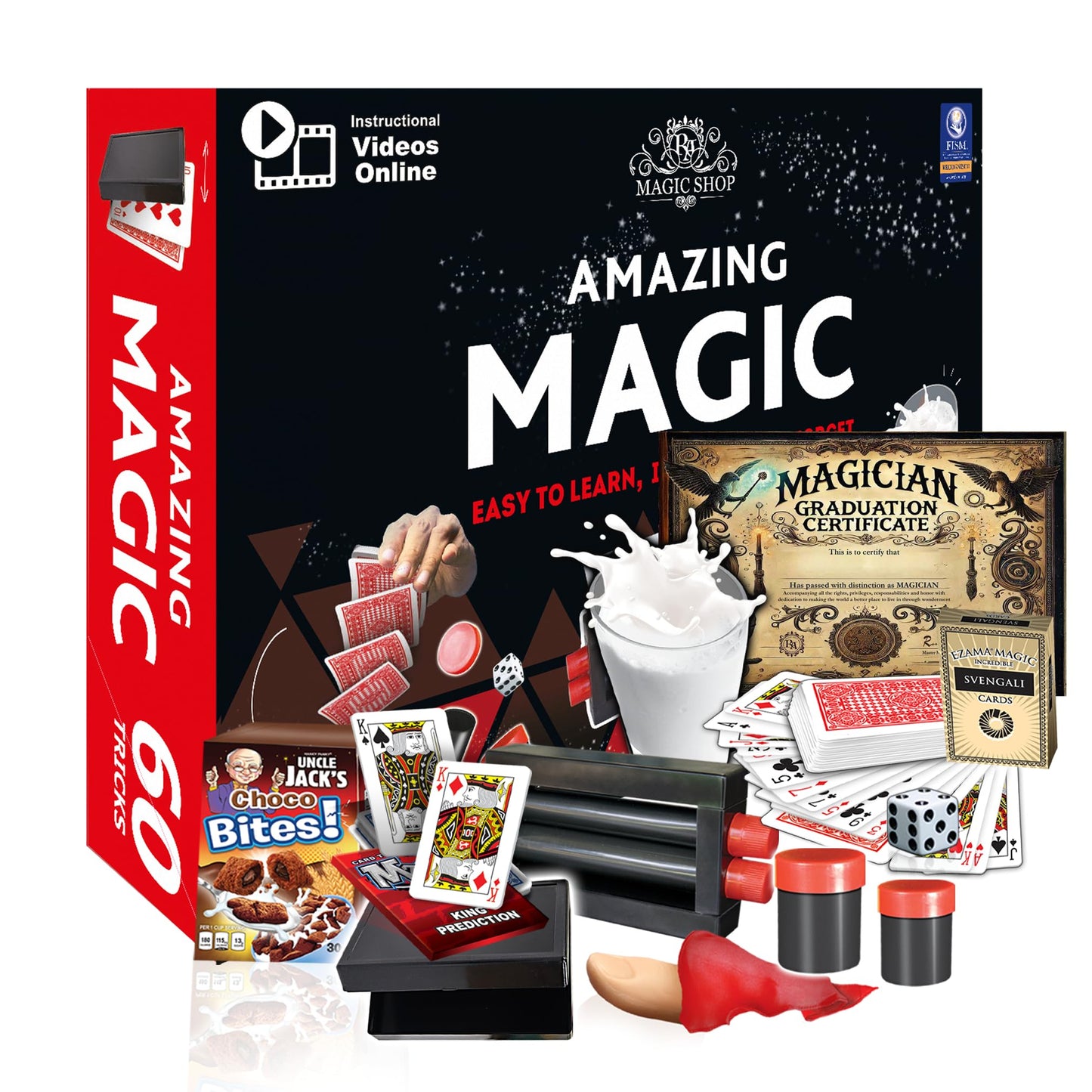 RA MAGIC SHOP - Amazing Magic Set for Kids 8+ | 60 Tricks with Video Guides