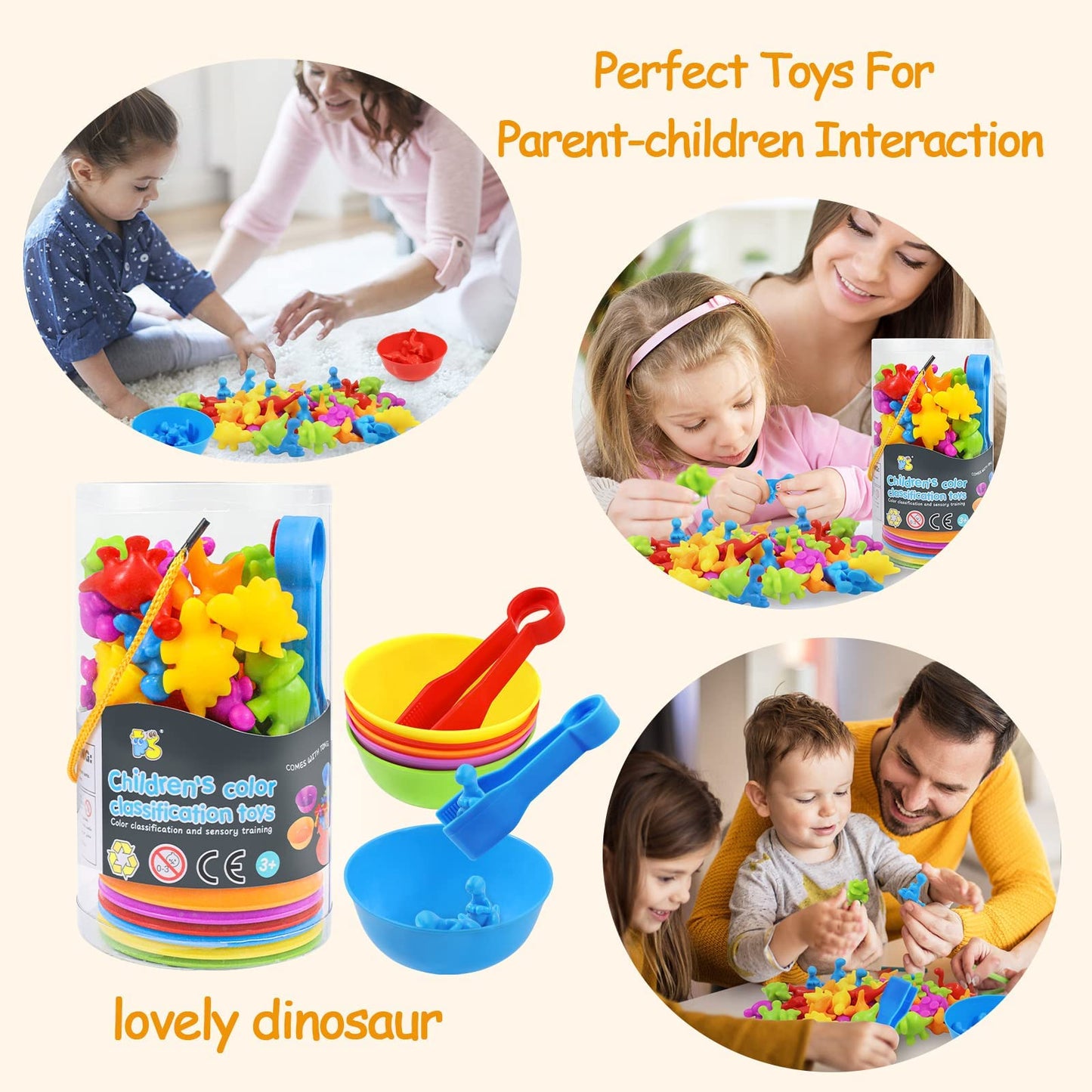 RAEQKS Counting Sorting Dinosaur Toys – Montessori Sensory Sorting & Preschool Math (Ages 3+)