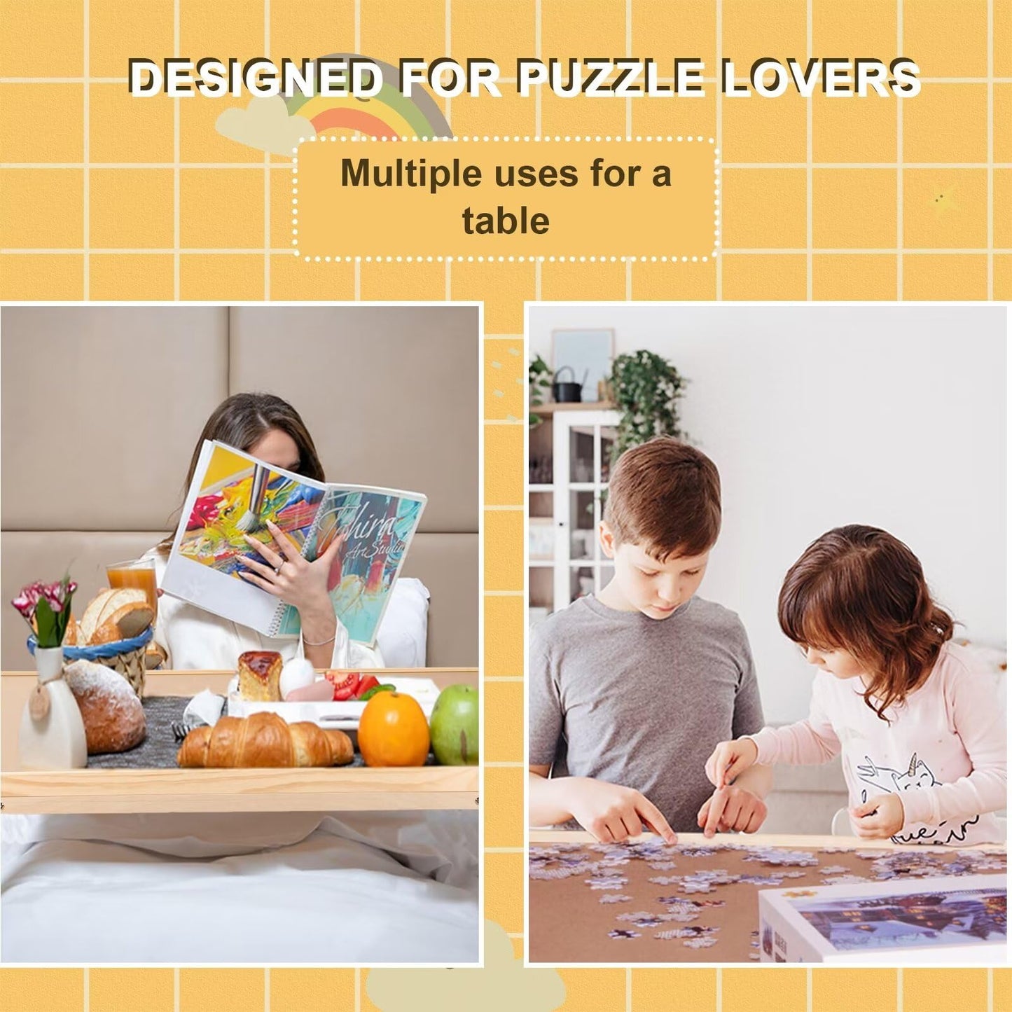 RAGOZONERY Puzzle Board 2000 Pieces – 41.3 x 27.9 in Table with 4 Drawers & Folding Legs