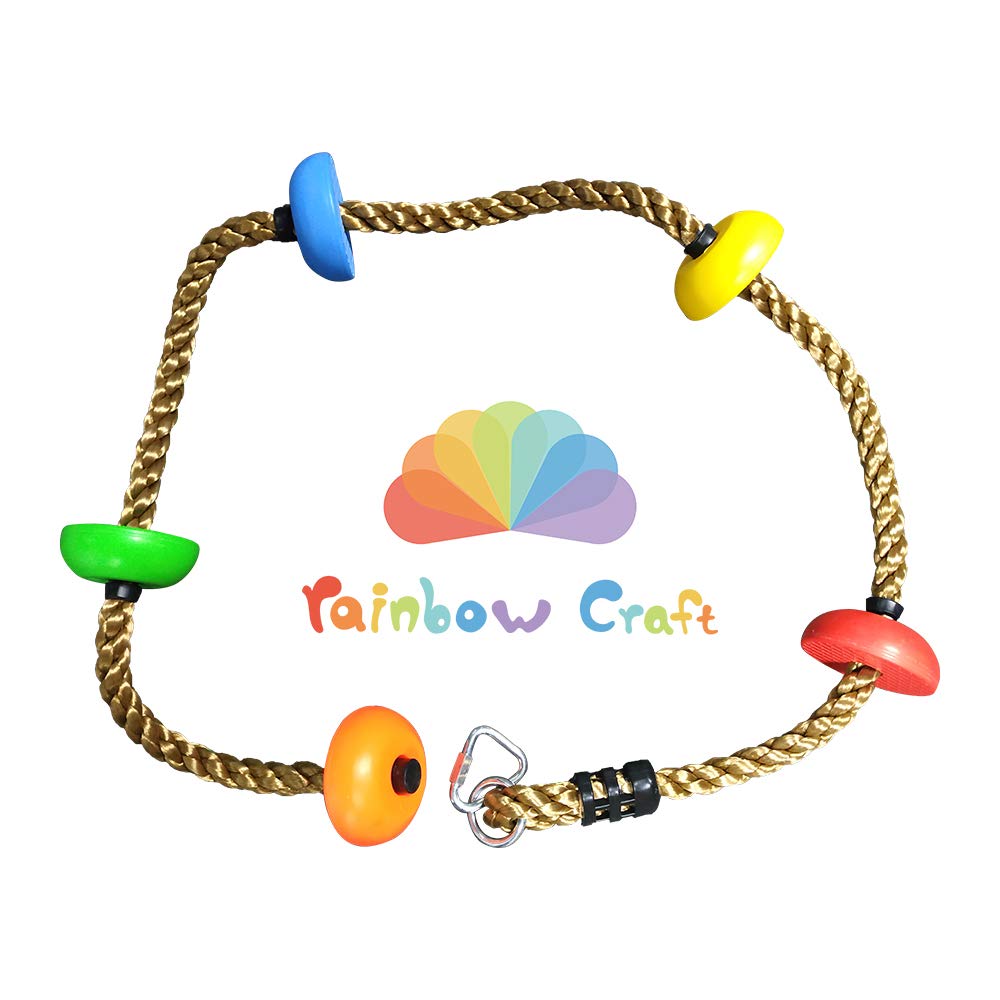 Rainbow Craft Colorful Climbing Rope - 6.5ft with 5 Knotted Foot Holders