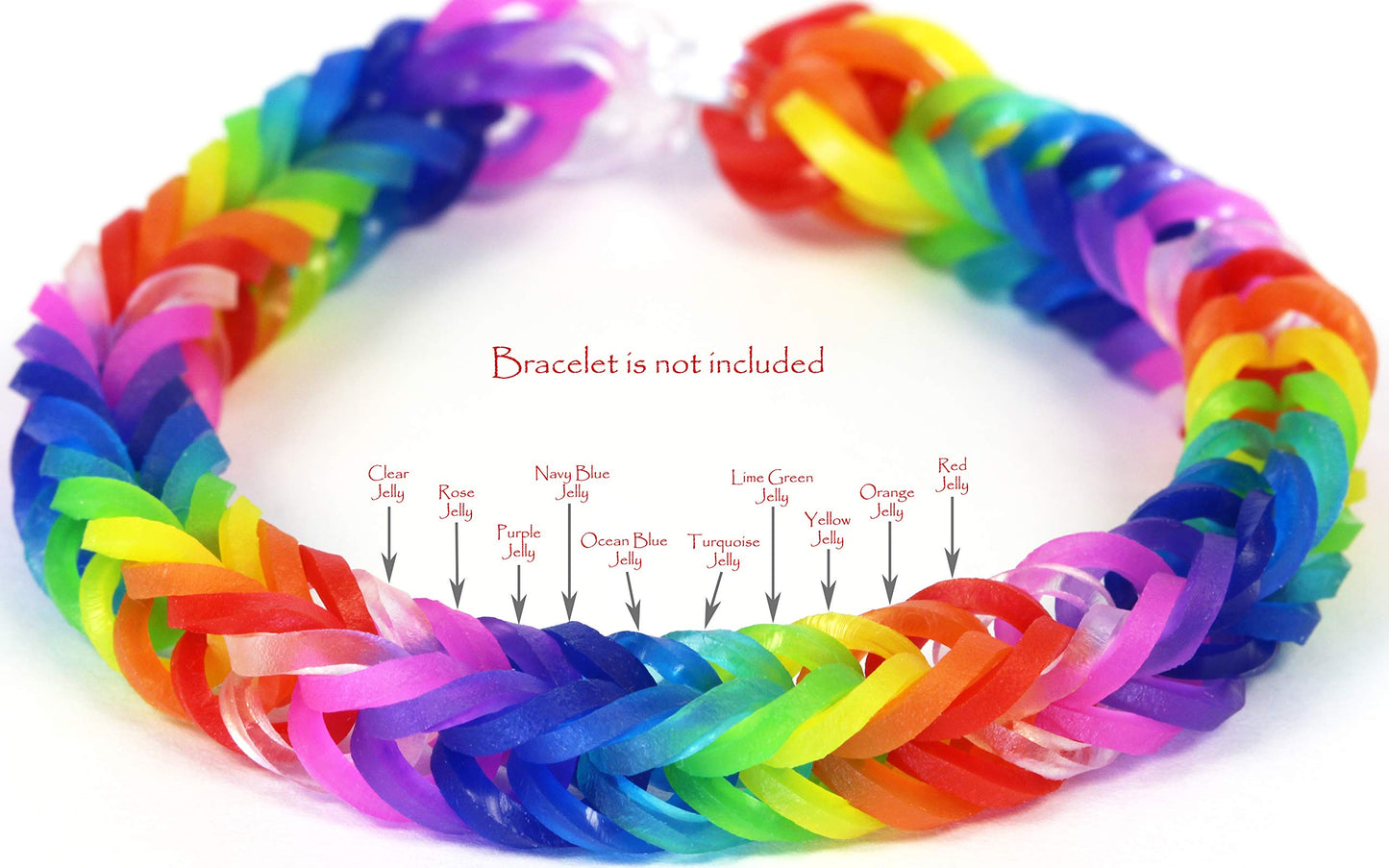 Rainbow Loom Navy Blue Jelly Rubber Bands Refill + 24 C-Clips – Latex-Free
