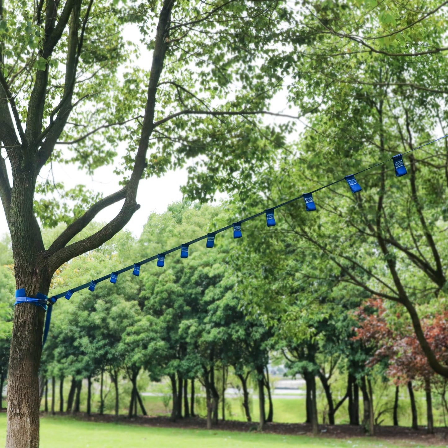 Rainbow Craft Ninja Warrior Obstacle Course for Kids – 50ft Slackline, 12 Removable Buckle Loops, 12 Attachments | Outdoor Training Equipment