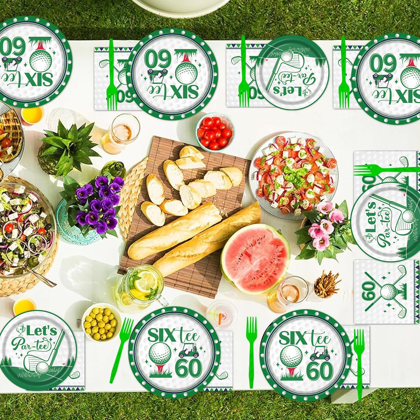 Rakuto Golf 60th Birthday Tableware Set – Plates, Napkins & Forks (Serves 24)