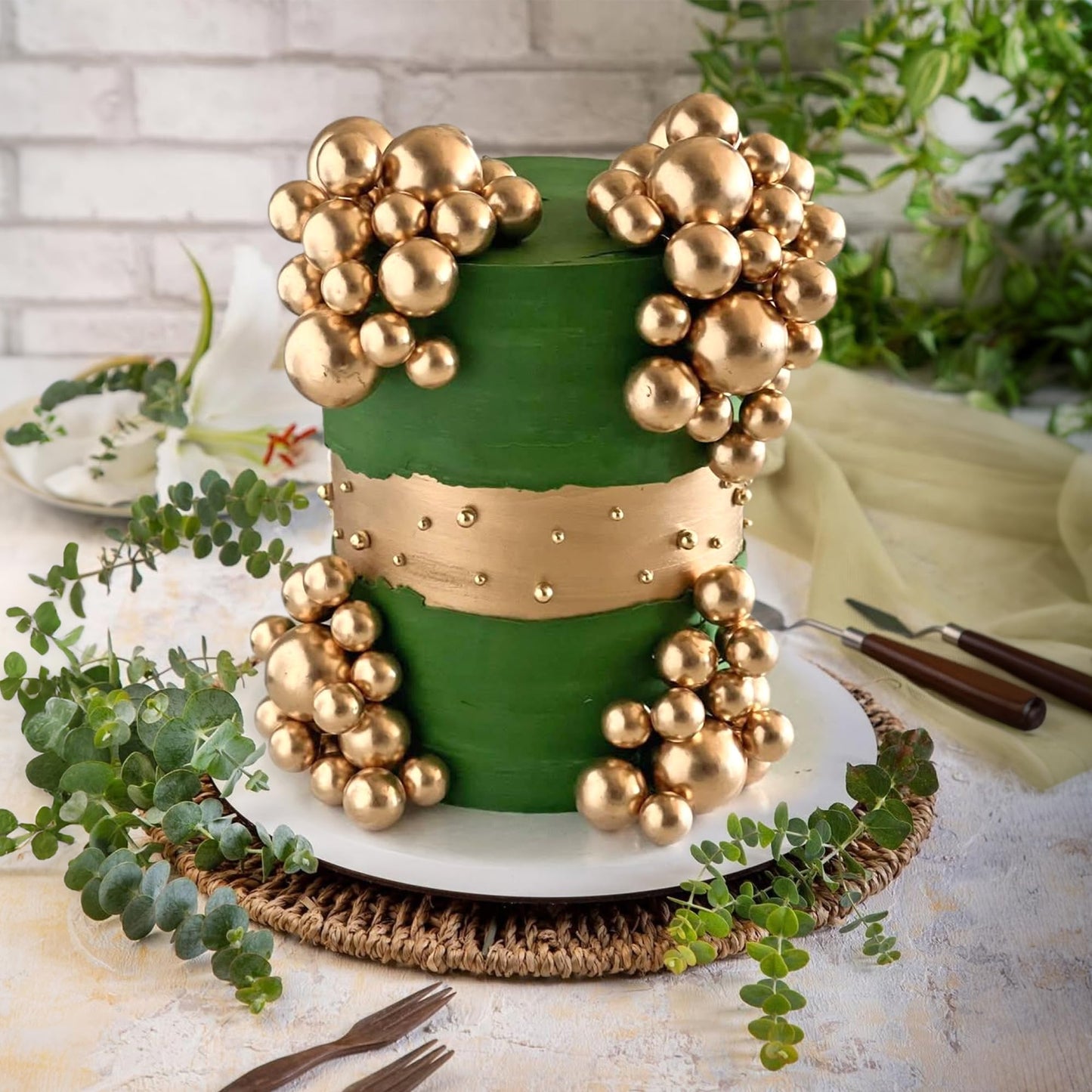 RASSLISA 56 PCS Gold Ball Cake Picks – 4 Sizes for Cakes, Cupcakes & Desserts