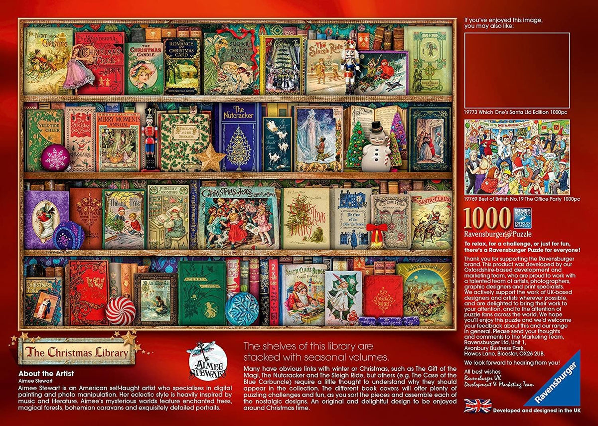 Ravensburger The Christmas Library 1000-Piece Jigsaw Puzzle | Premium Quality